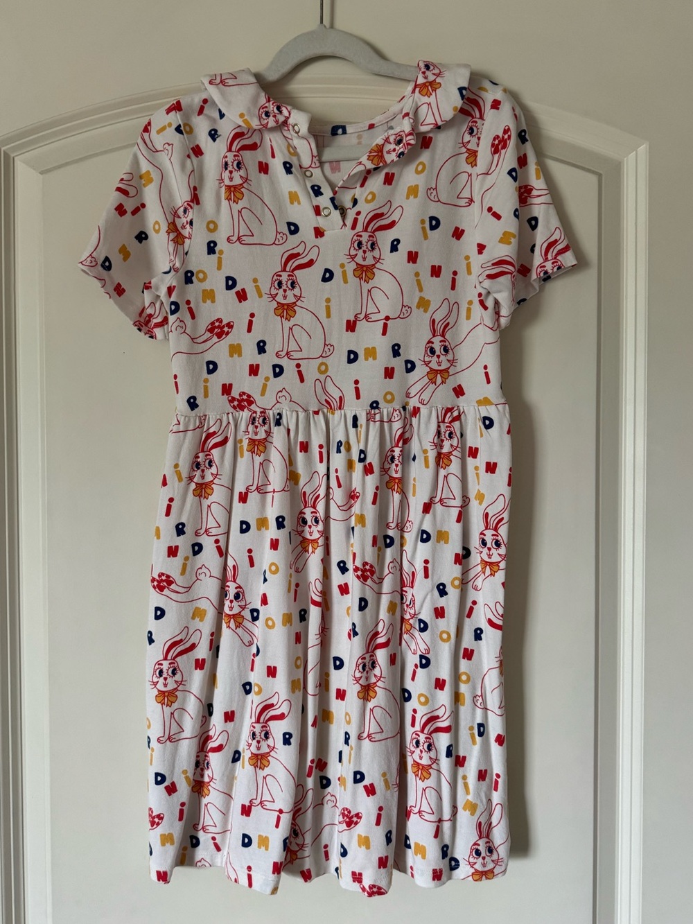 Mini Rodini Letters Rabbit Collared Dress 8-9 - Picture 2 of 3